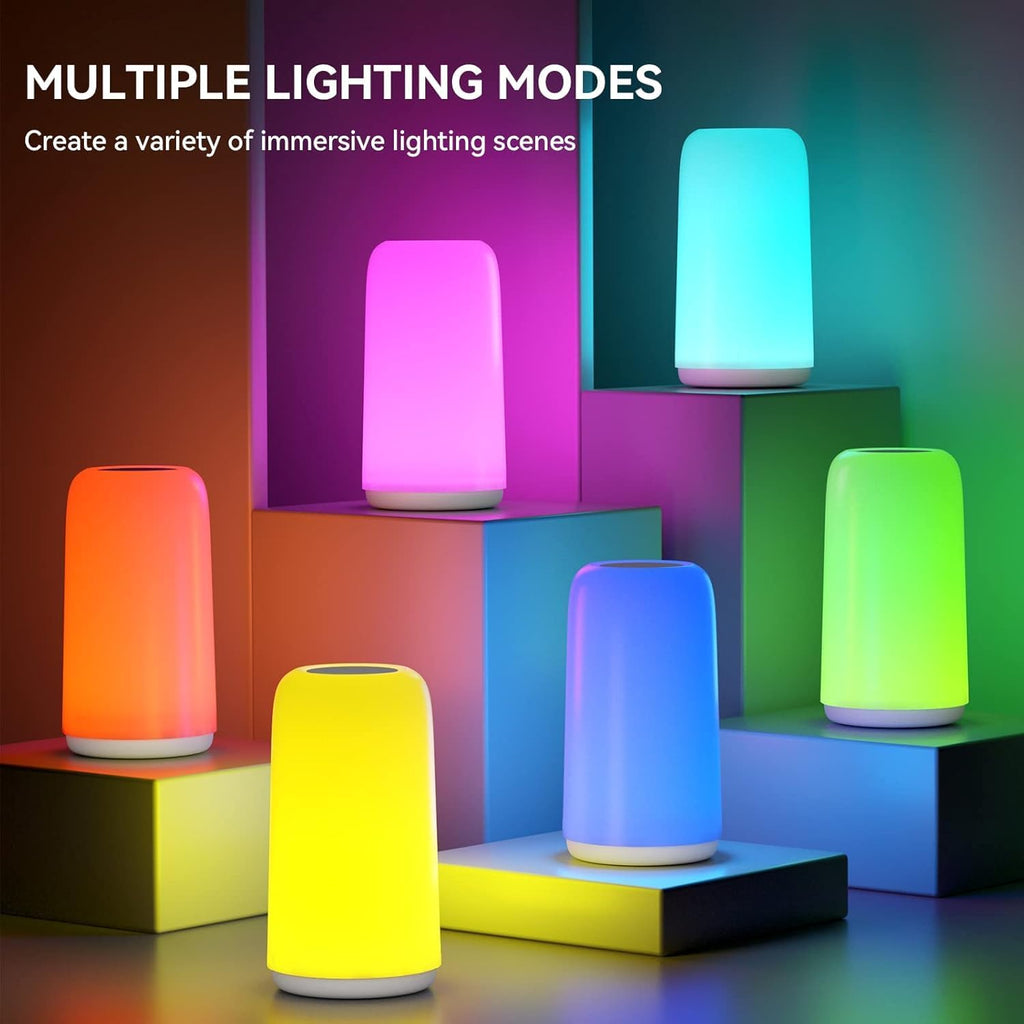 Touch Bedside Table Lamp, [Sleek Design & RGB Mode] 3 Way Dimmable Small Lamp for Bedroom, LED Lamp with Warm White Lights, Multi-Color…