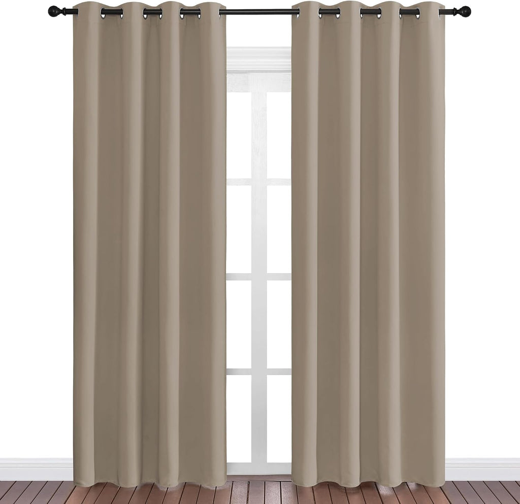 Nicetown Taupe Blackout Curtains 86" Long, 55" Wide, 2 Pieces for Office, Dining, Guest Room - Sound Reducing, Heat and Cold Block Panels f…
