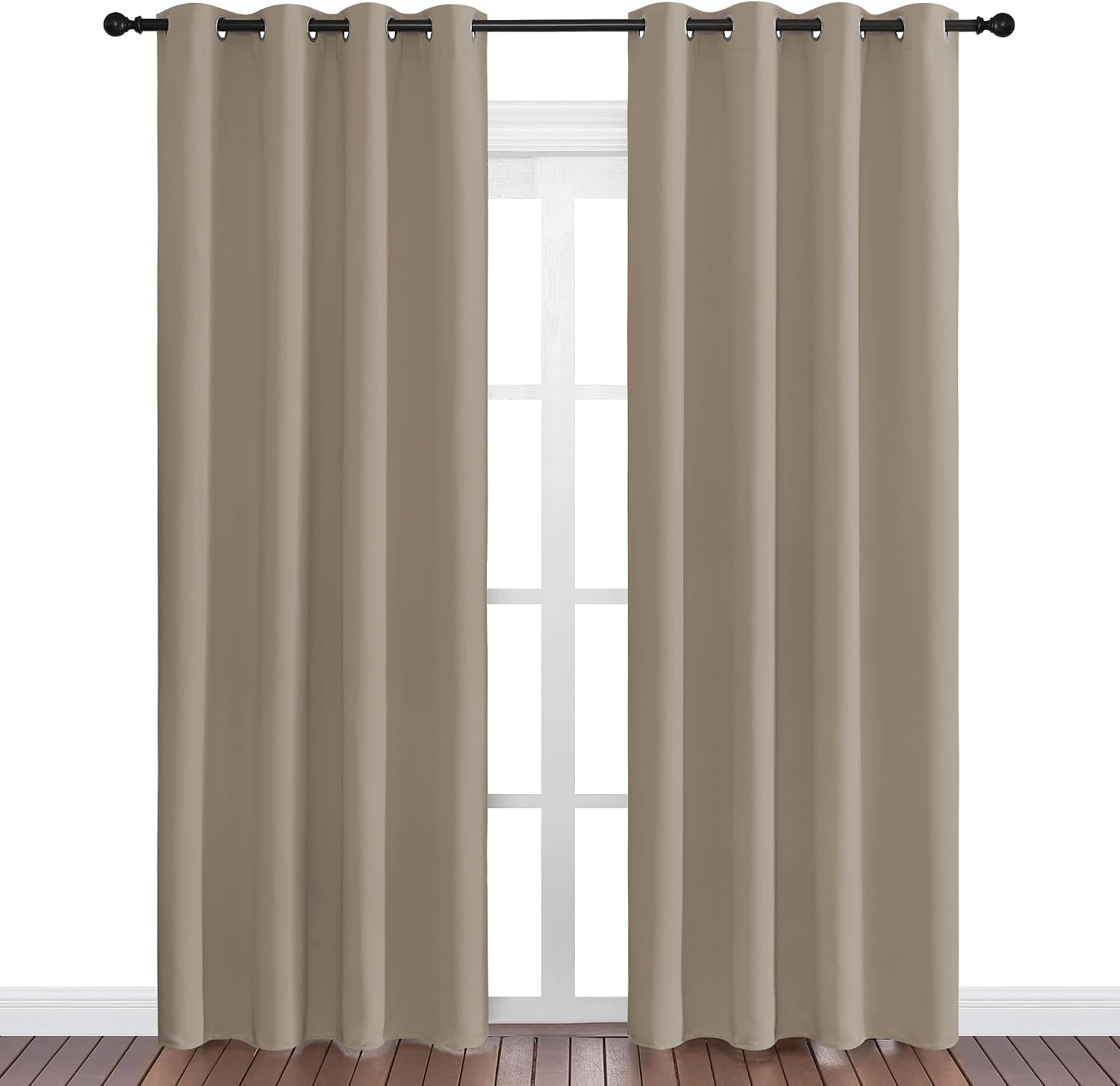 Nicetown Taupe Blackout Curtains 86" Long, 55" Wide, 2 Pieces for Office, Dining, Guest Room - Sound Reducing, Heat and Cold Block Panels f…
