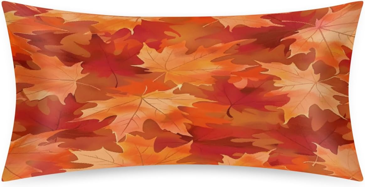 Autumn Maple Fall Satin Silk Pillowcase for Hair and Skin Pillow Cases King Size Soft Silk Pillow Case with Envelope Closure Print Satin…