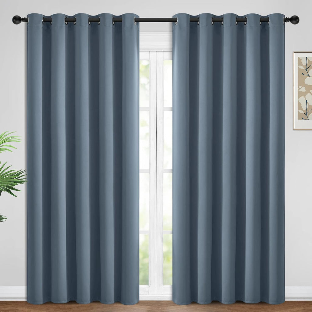 Yakamok Blackout Curtains Room Darkening Thermal Insulated Window Panels, Solid Grommet Top Drapes for Bedroom/Living Room(62Wx84L, Stone…