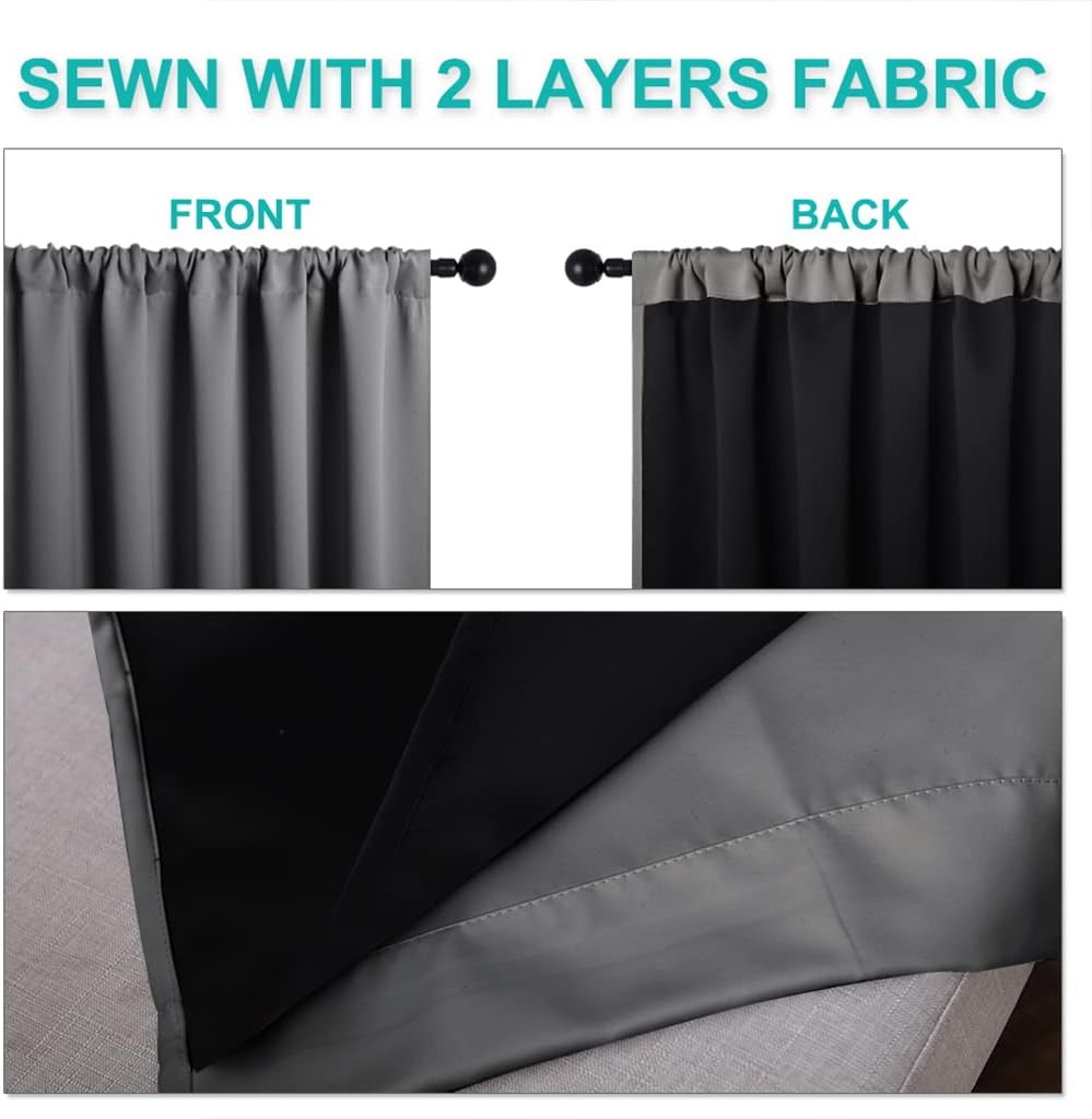 Nicetown Blackout Curtains for Bedroom, Pair of Energy Smart & Noise Blocking Out Full Shade Curtain Panels, Thermal Insulated Guest Room R…