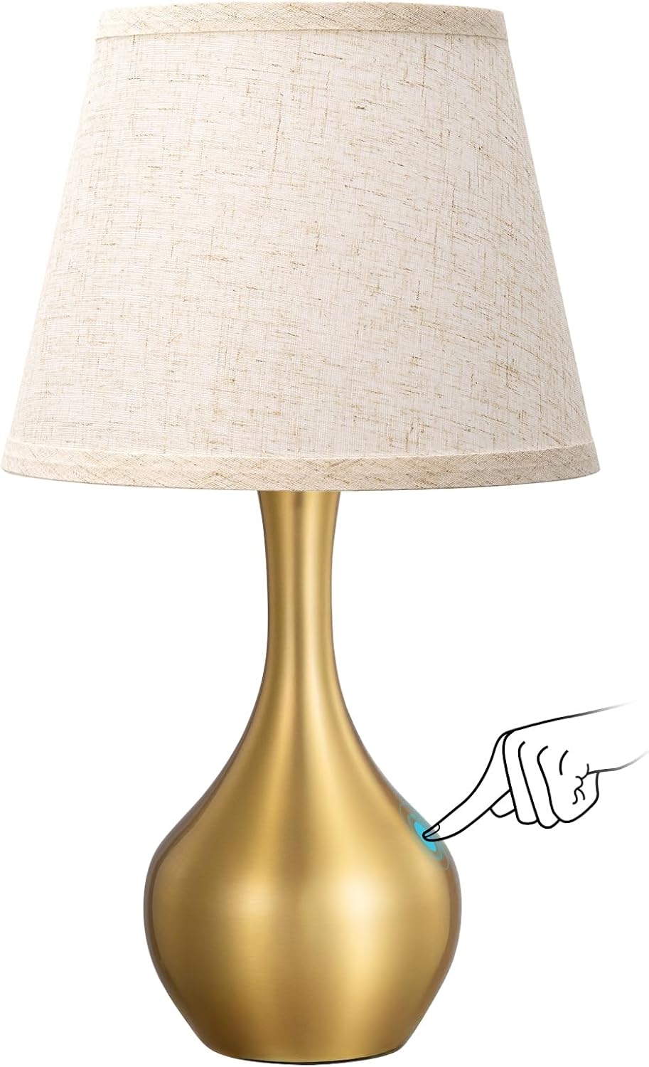Seealle Touch Table Lamp for Bedroom, 3-Way Dimmable Small Bedside Lamps for Night Stands with Wires, Gold Desk Lamp for Kids Room…