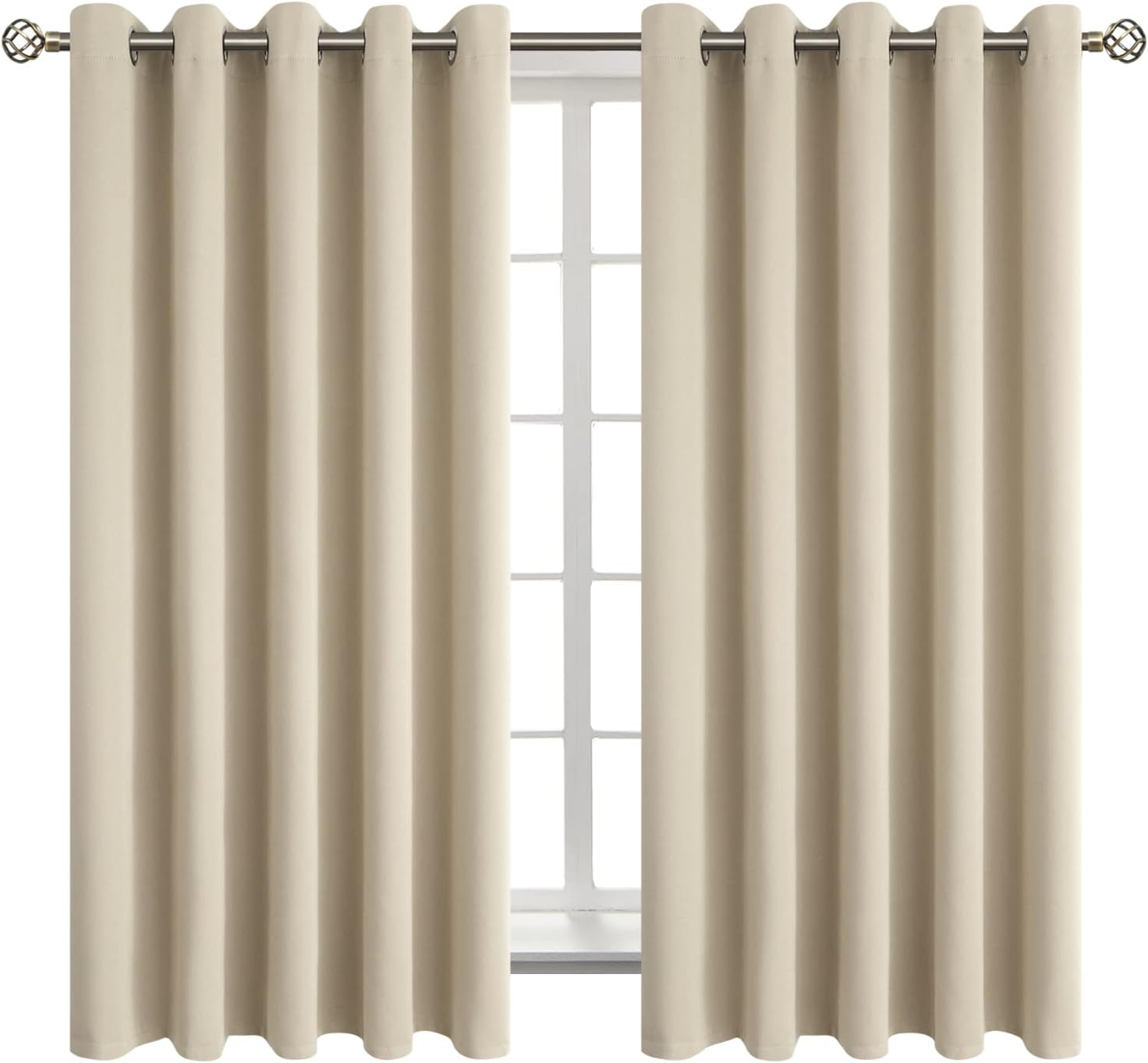 BGment Room Darkening Curtains 63 Inches Long - Grommet Thermal Insulated Drapes Window Treatment Curtains for Bedroom, 2 Panels, 70 x 63 I…