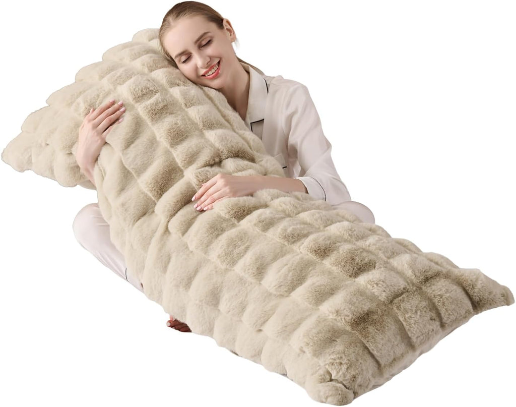 Animebody Luxury Shaggy Faux Fur Body Pillow, Fluffy Bed Pillows with Zipper Closure, Soft Decorative Plush Full Long Pillow, Fuzzy Hug Pillow…