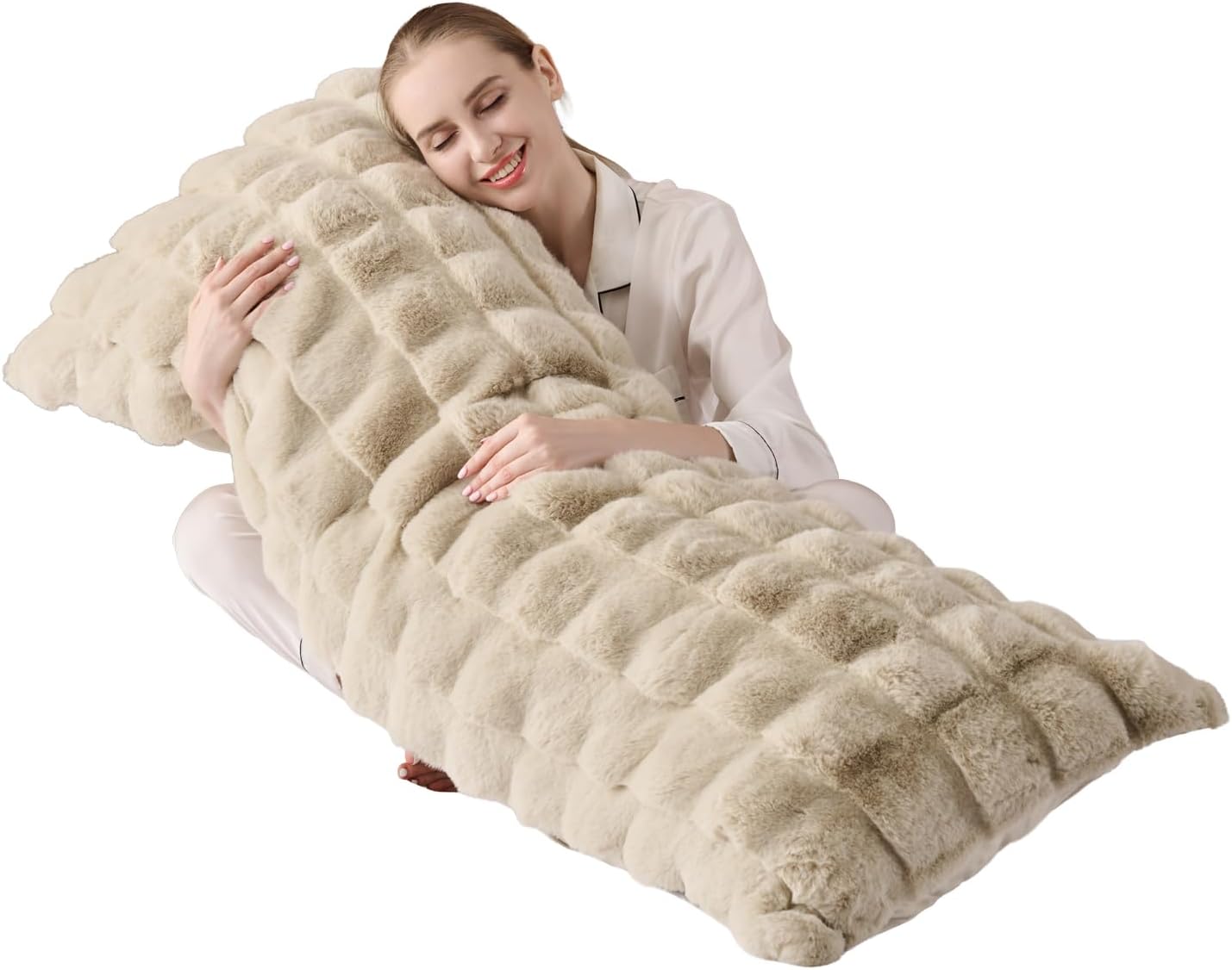 Animebody Luxury Shaggy Faux Fur Body Pillow, Fluffy Bed Pillows with Zipper Closure, Soft Decorative Plush Full Long Pillow, Fuzzy Hug Pillow…