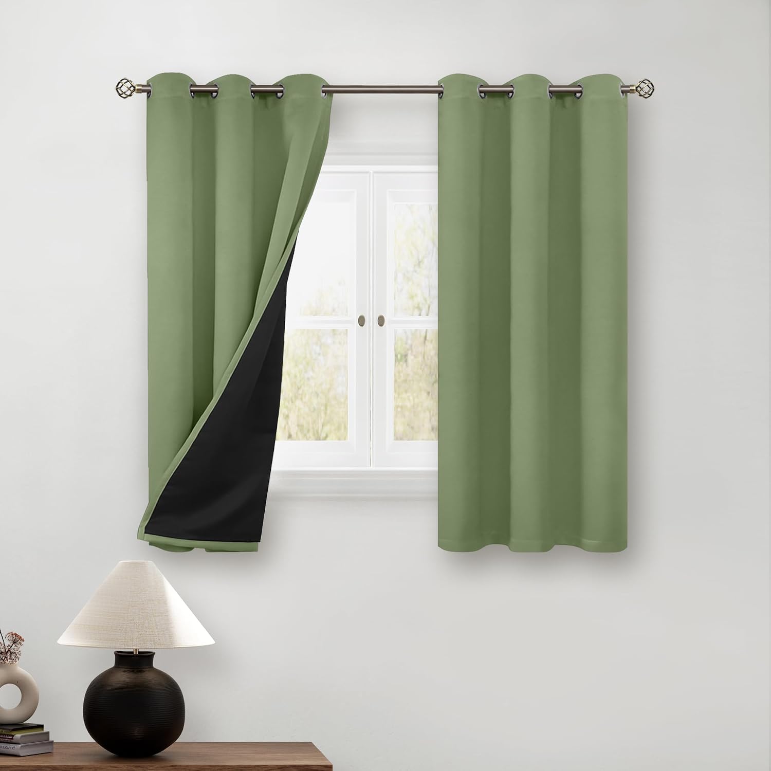 BGment Short 100% Blackout Curtains for Bedroom, Thermal Insulated Energy Efficiency Noise Reducing Grommet Curtains 54 Inch Length with Li…