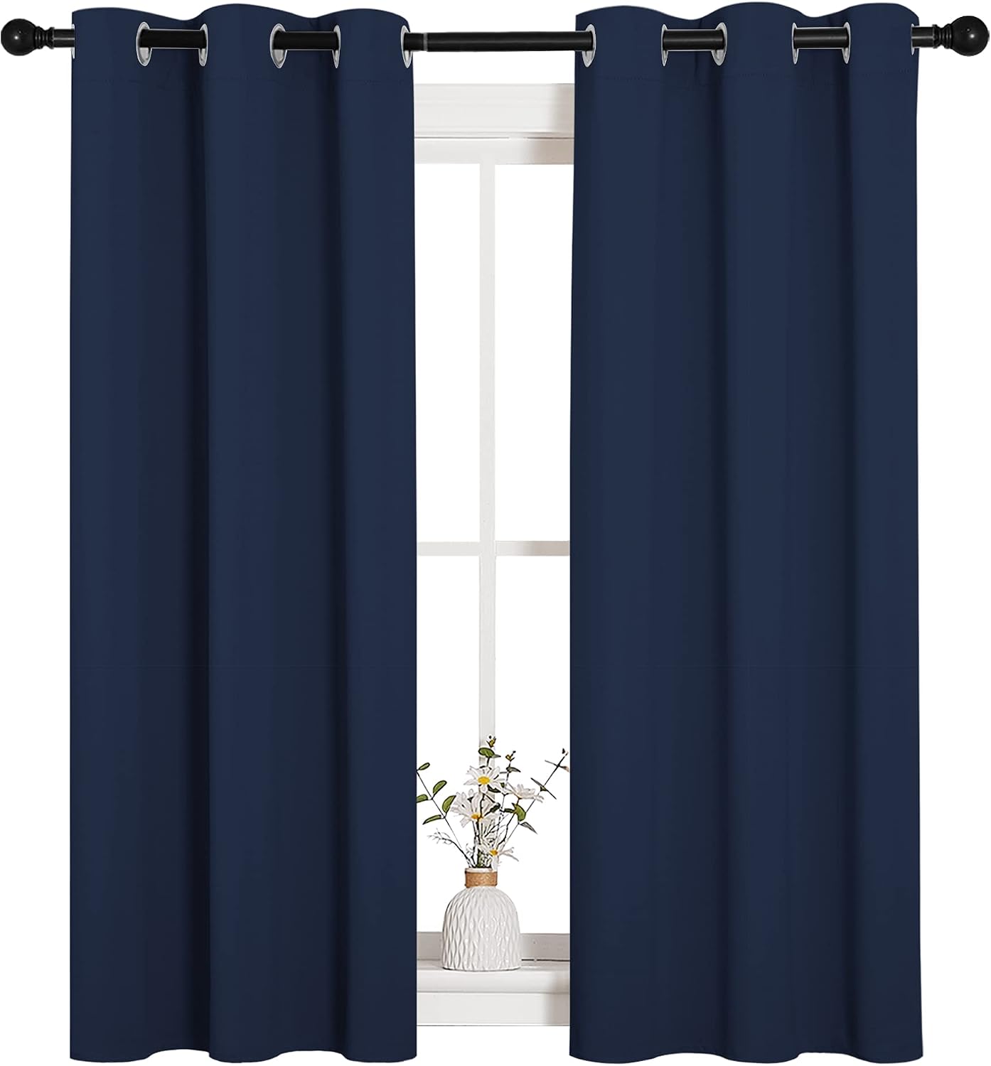 NICETOWN Blackout Curtain Panels, Window Treatment Energy Saving Thermal Insulated Solid Grommet Blackout Drapes/Draperies (Navy, 1 Pair…