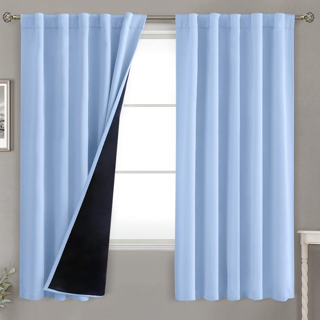 BGment Full Blackout Curtains with Thermal Insulation Liner Curtains 63 Inches Long, Rod Pocket and Back Tab Double Layer Room Darkening…