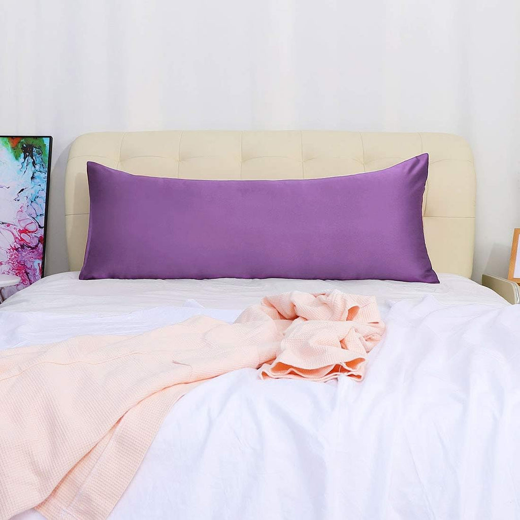 uxcell Body Pillow Cover, 20x72 Inch Purple Silky Satin Body Pillowcases for Hair and Skin, Soft Cooling Smooth Pillow Case with Envelope…
