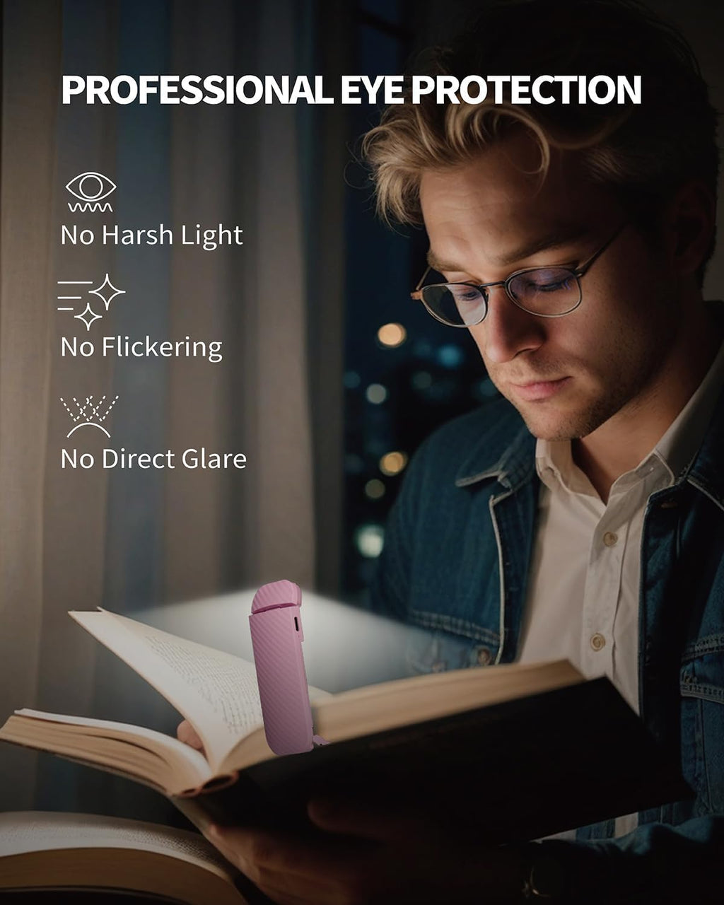 HEMONNKAM Book Reading Light, Rechargeable Clip on Booklight, Eye Caring 3 Color Temperatures & 5 Brightness Levels, Night Use for Bed…