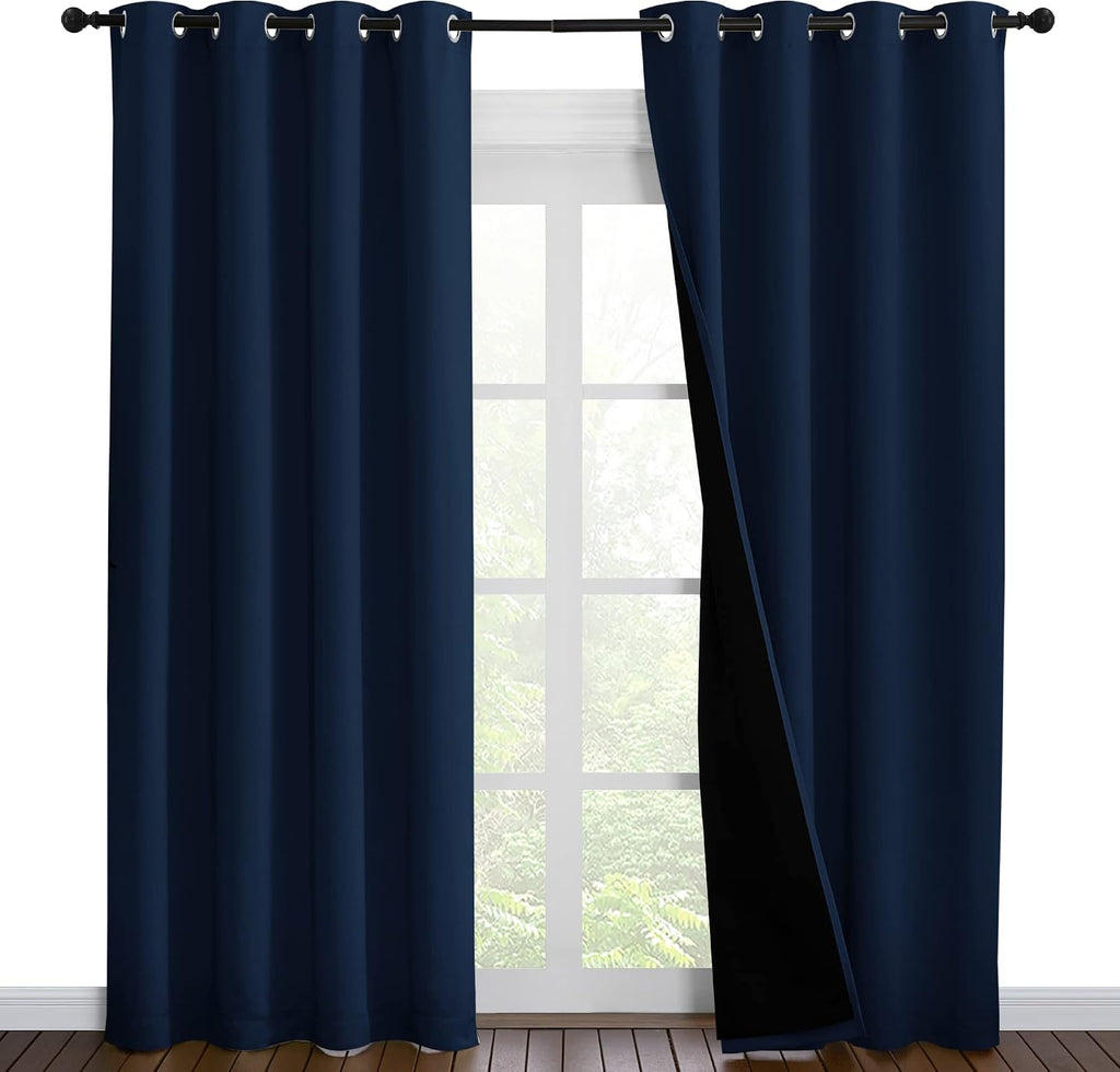 Nicetown 100% Blackout Curtain Set, Thermal Insulated & Energy Efficiency Window Draperies for Guest Room, Full Shading Panels for Shift Wo…