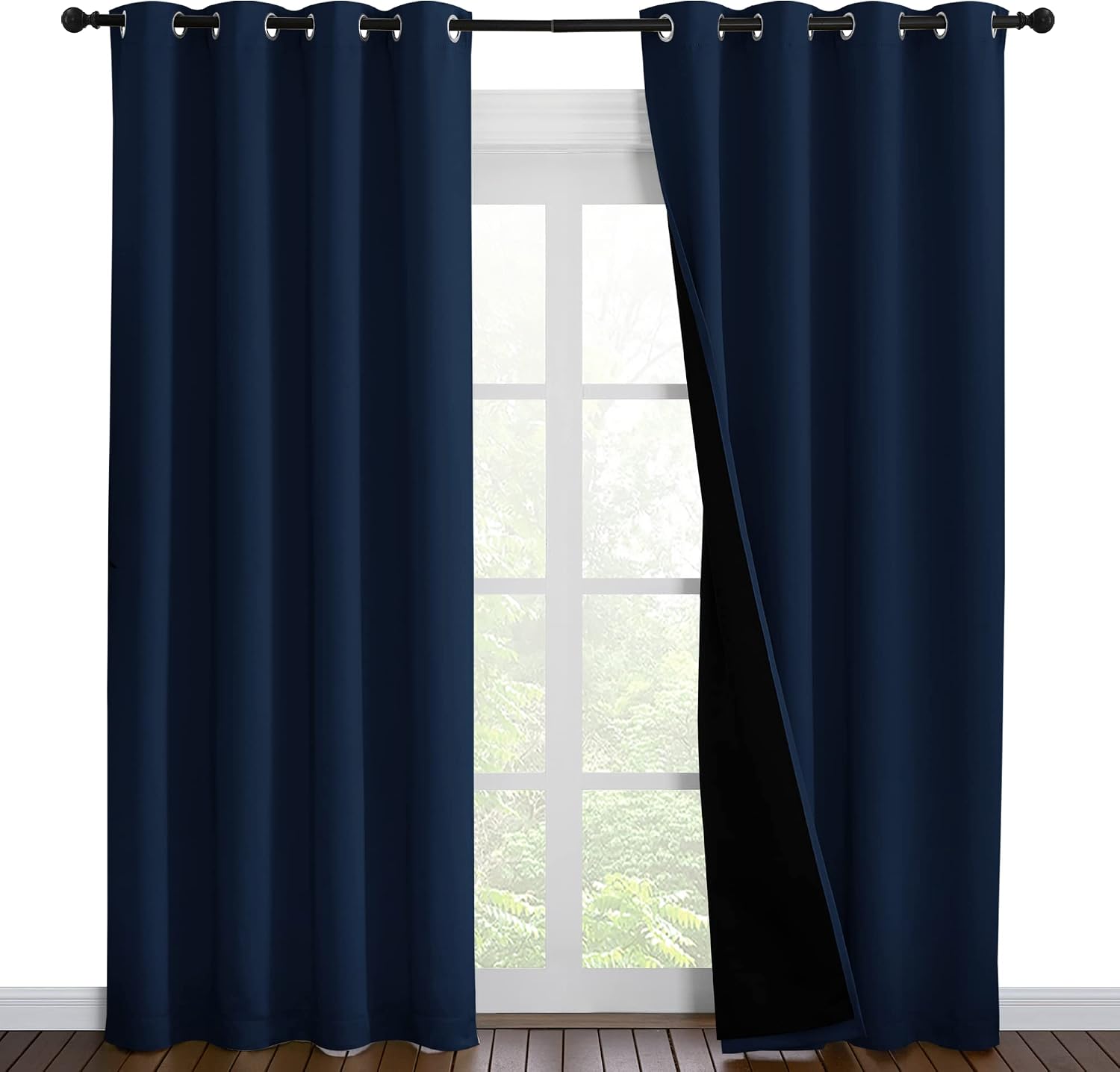 Nicetown 100% Blackout Curtain Set, Thermal Insulated & Energy Efficiency Window Draperies for Guest Room, Full Shading Panels for Shift Wo…