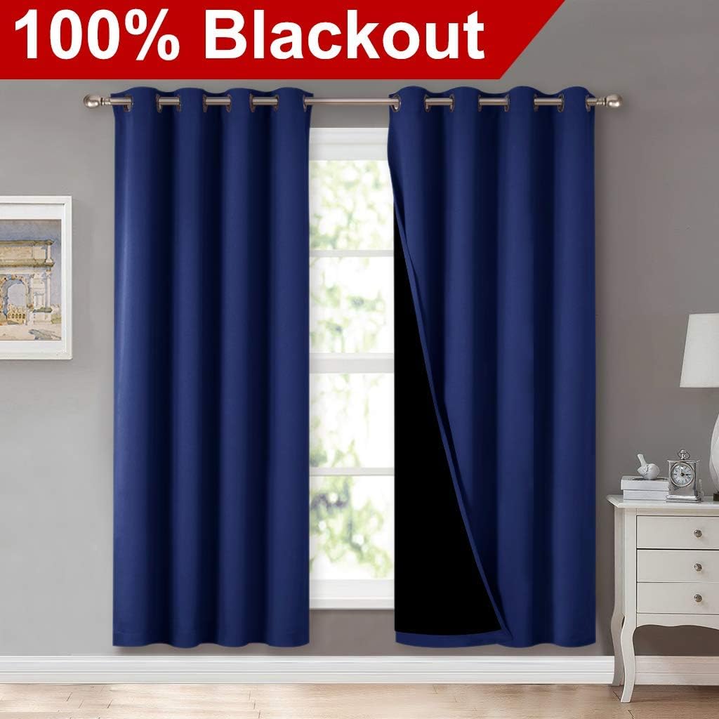 Nicetown Full Shade Curtain Panels, Pair of Energy Smart & Noise Blocking Out Blackout Drapes for Apartment Window, Thermal Insulated Guest…