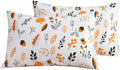 YuHeGuoJi Floral Pillow Cases Set of 2 Queen 100% Cotton Orange White Pillow Covers Decorative Botanical Pillow Encasement Fall Winter Flow…