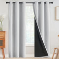 SimpleHome 100% Blackout Curtains for Bedroom, Thermal Insulated Grommet Window Drapes Room Darkening White Curtains for Living Room with Bl…