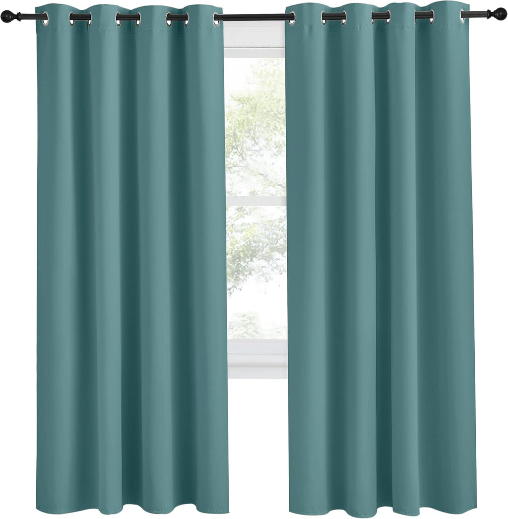 NICETOWN Blackout Drape for Nursery, Sea Teal, Single Panel, 55 by 78-inch, Home Fashion Thermal Insulated Blackout Room Darkening…