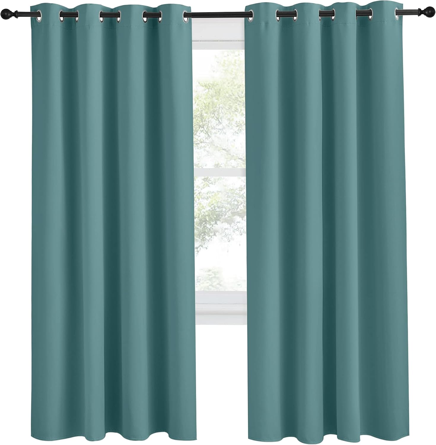 NICETOWN Blackout Drape for Nursery, Sea Teal, Single Panel, 55 by 78-inch, Home Fashion Thermal Insulated Blackout Room Darkening…