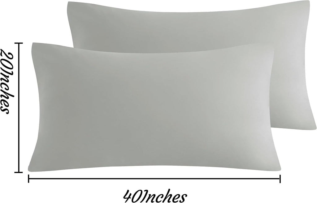 Ntbay King Pillow Cases Set of 2, 2 Pack Brushed Microfiber 20x40 Pillow Cases, Soft, Wrinkle, Fade, Stain Resistant Light Grey Pillow Case…
