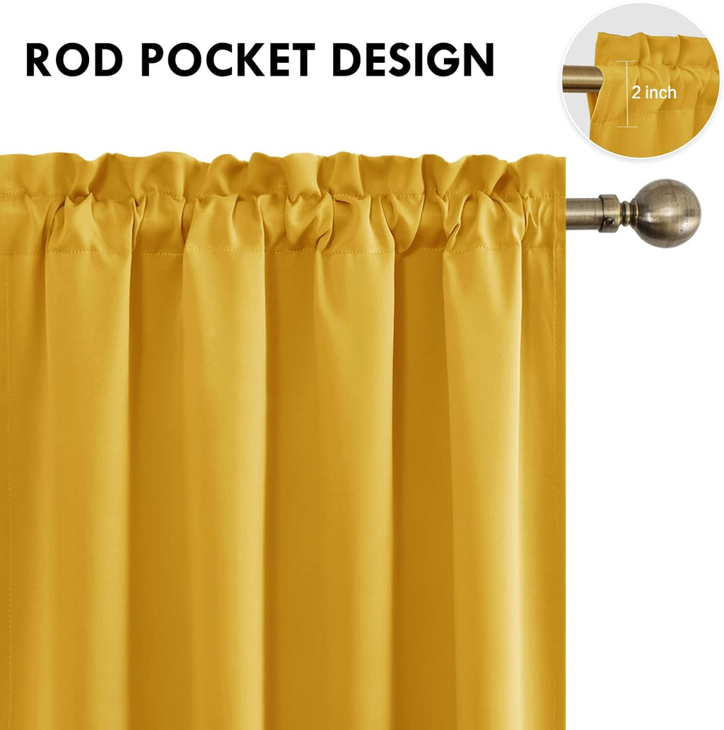 Dwcn Yellow Room Darkening Blackout Curtains - Thermal Insulated Privacy Energy Saving Window Curtain Drapes 52 x 45 inch Length, Set of 2…