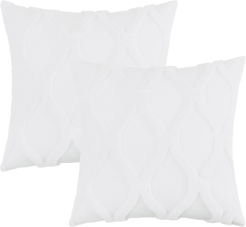 decorUhome Summer Throw Pillow Covers 20x20 Inch Set of 2, Soft Plush Faux Fur Wool Pure White Accent Couch Pillow Covers for Modern Farmho…