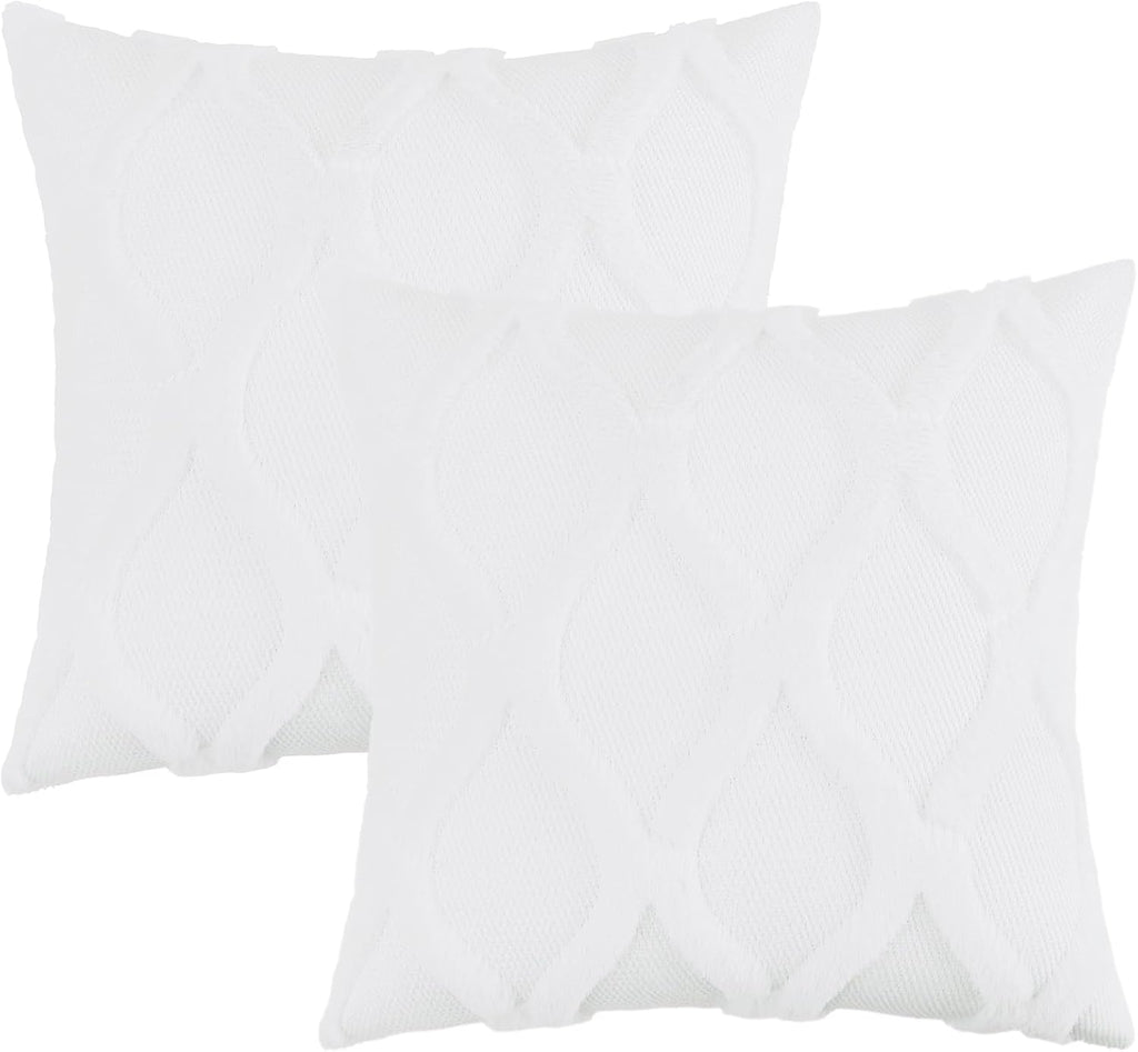 decorUhome Summer Euro Sham Throw Pillow Covers 24x24 Inch Set of 2, Soft Plush Faux Fur Wool Pure White Accent Couch Pillow Covers for Mod…
