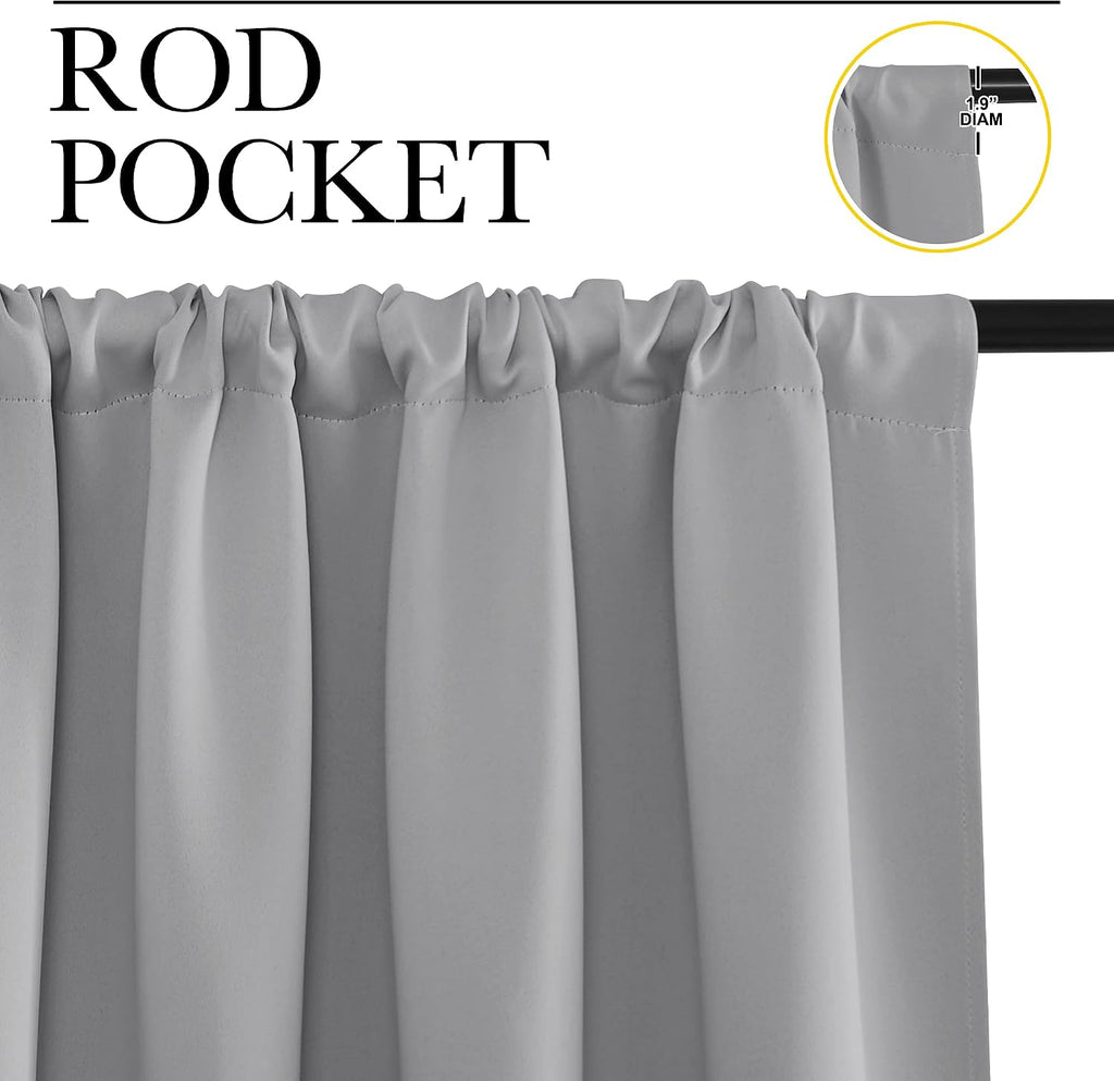 NICETOWN Window Curtains for Bedroom - Home Decoration Thermal Insulated Rod Pocket Blackout Blinds & Drapes for Small Windows (Silver…