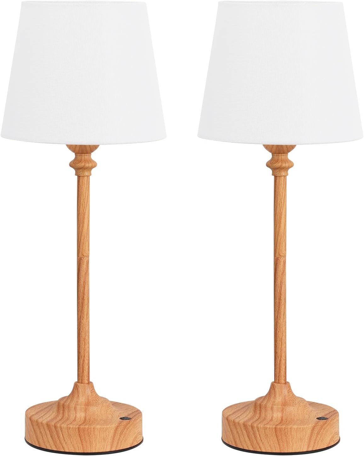 Kakanuo Cordless Table Lamps Rechargeable Set - 2 Pack Wooden 4000mAH Battery Operated Lamps for Decor, 3000K Stepless Dimming Touch…