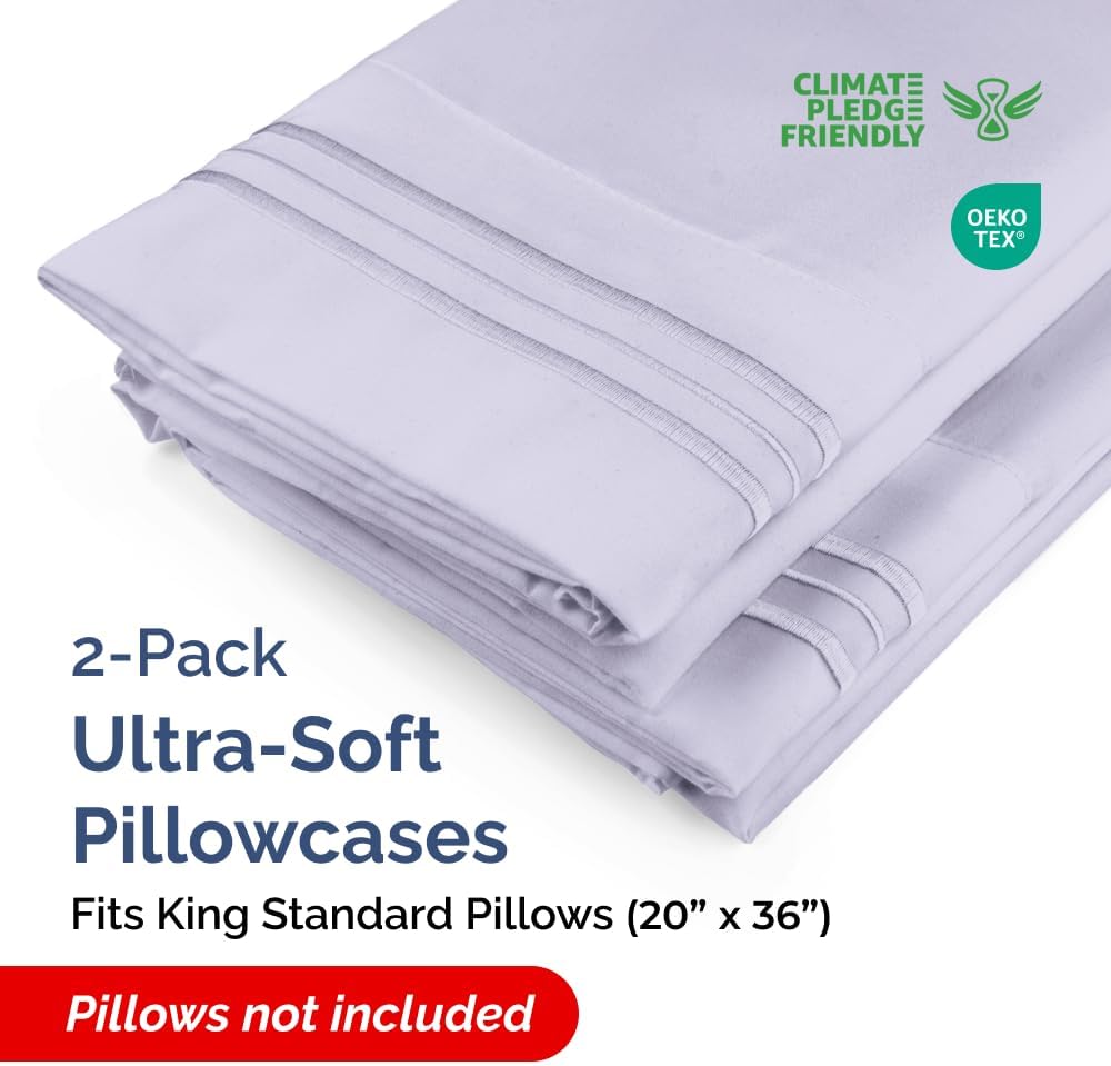 King Standard Pillow Cases Set of 2 - Ultra-Soft Hotel Quality Pillowcase Covers - Comfy, Cozy & Fade Free - Wrinkle Resistant - Machine…