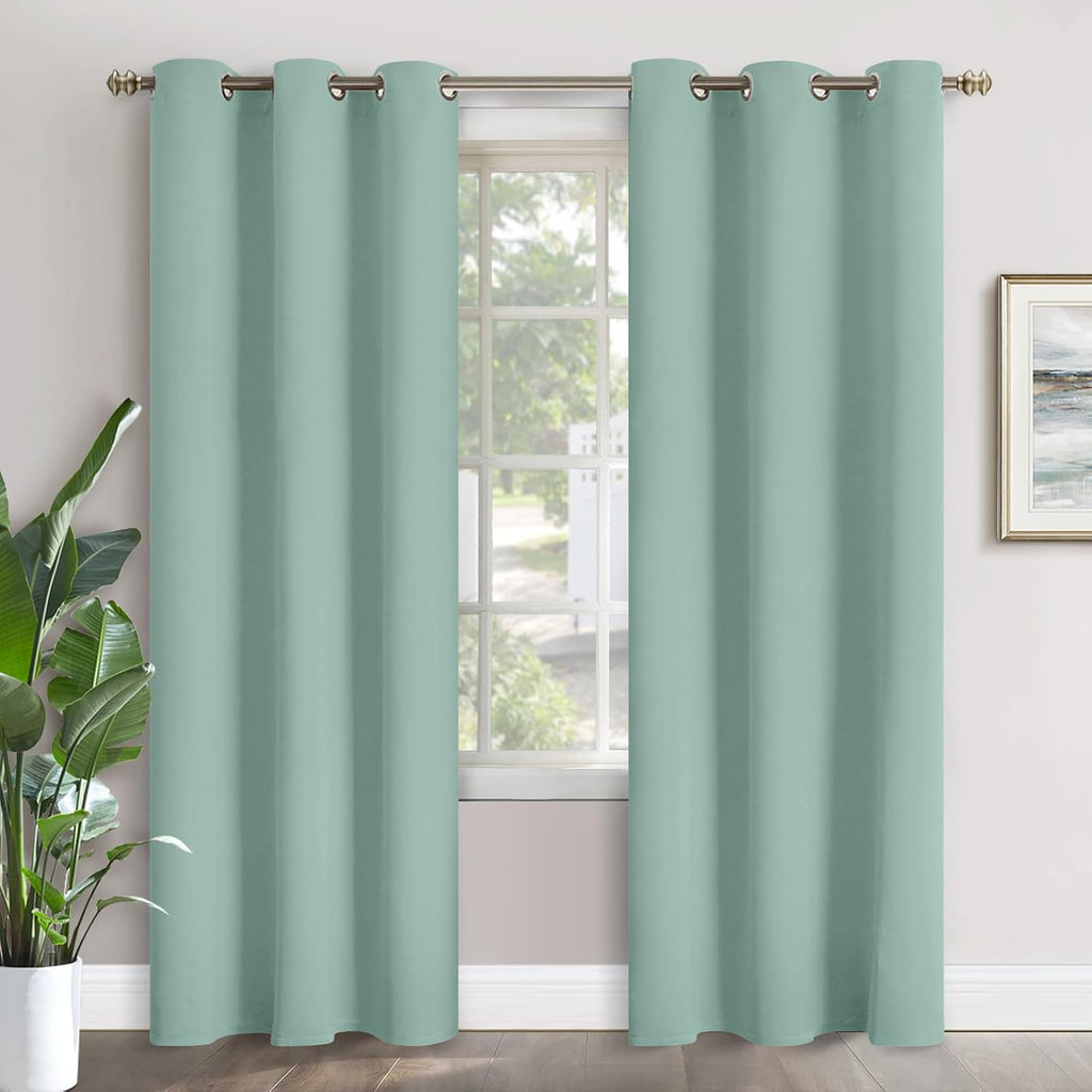 YoungsTex Light Green Blackout Curtains for Living Room 84 Inches Length - Thermal Insulated with Grommet Room Darkening Drapes Spring Deco…