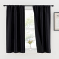 Nicetown Black Kitchen 100% Blackout Curtains 48 inches Long, Rod Pocket Basement Completely Blackout Window Treatment Thermal Insulated Li…