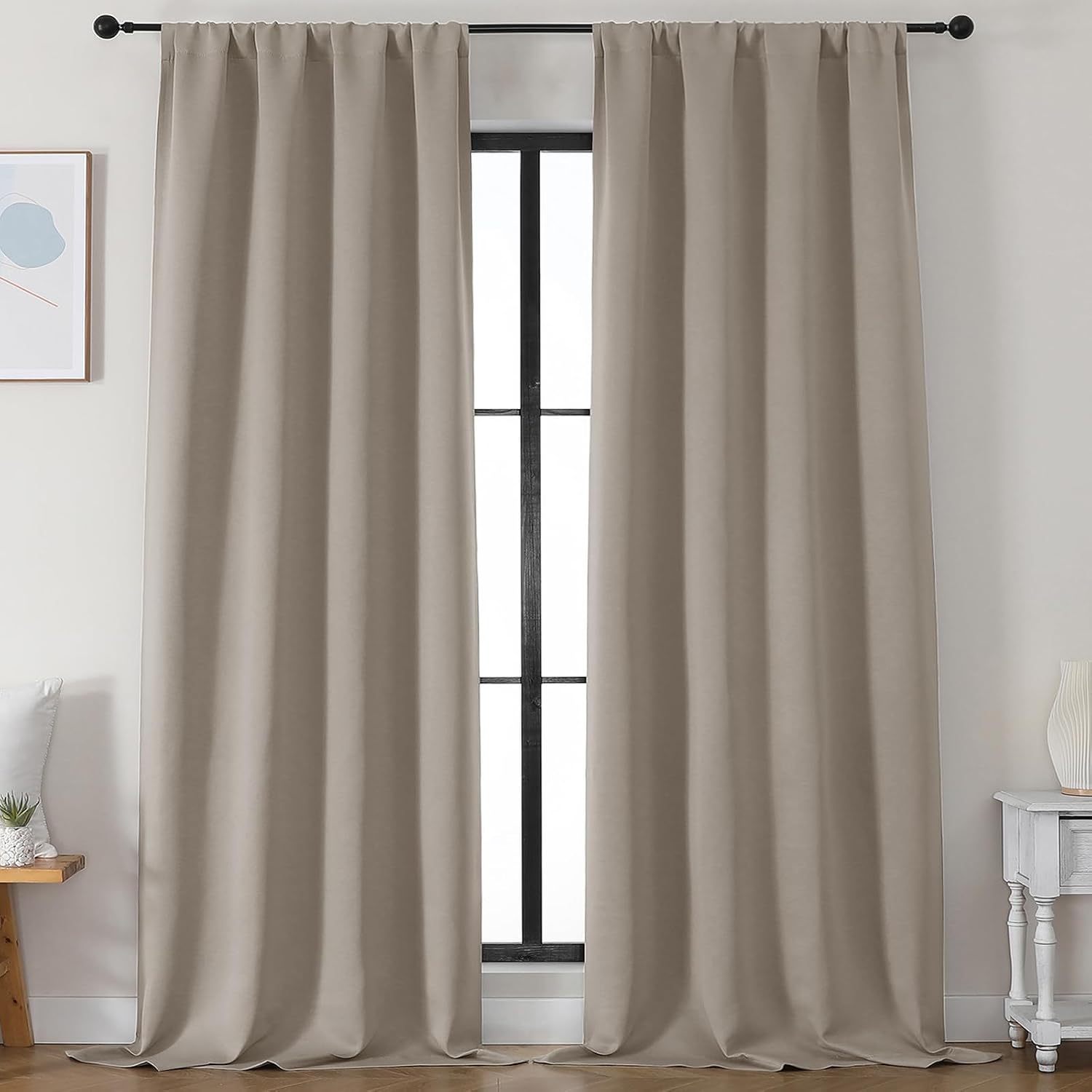 Simplebrand Stone Blackout Curtains for Bedroom 96 Inches Long 2 Panels, Solid Thermal Insulated, Energy Saving Living Room Window Treatmen…