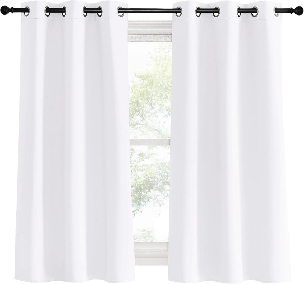 NICETOWN White Curtains for Living Room, Set of 2, W34 x L60, Thermal Insulated Window Treatment 50% Light Blocking Solid Grommet Top for…