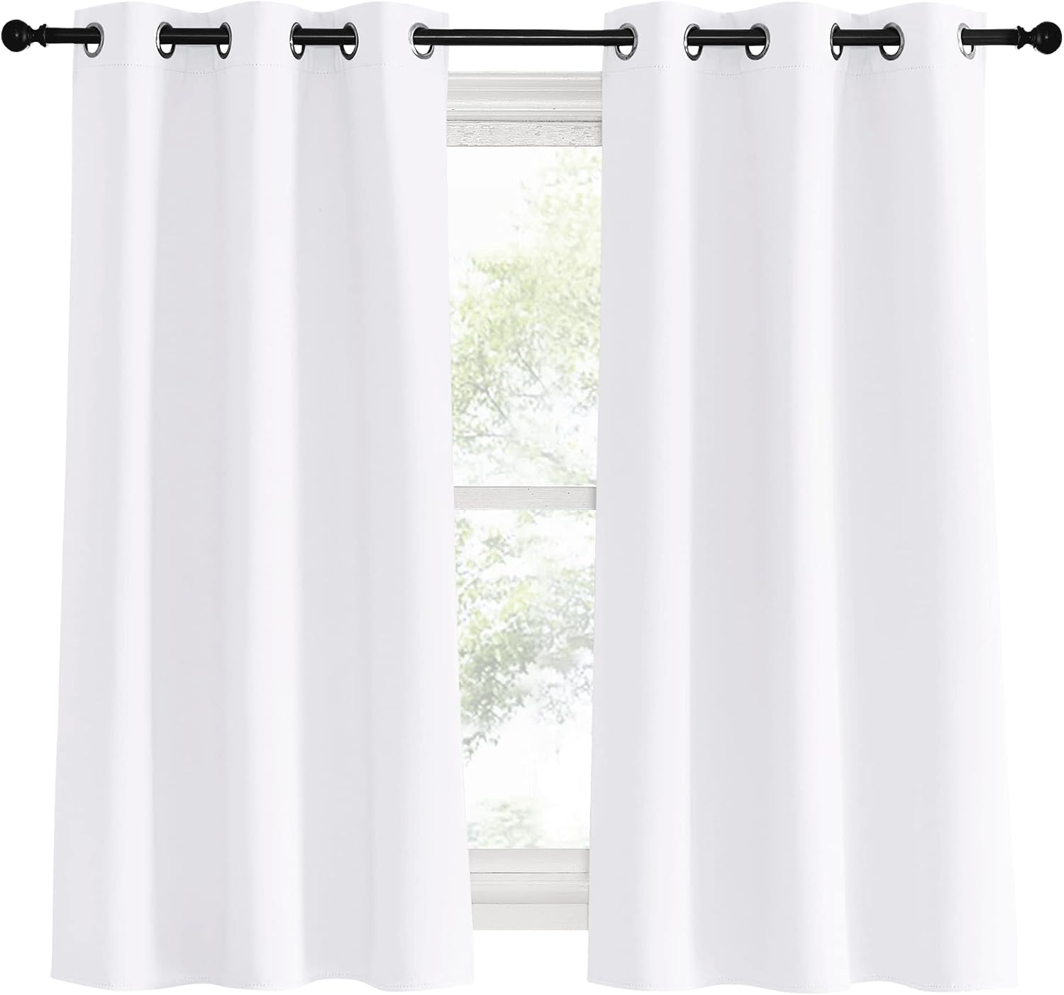 NICETOWN White Curtains for Living Room, Set of 2, W34 x L60, Thermal Insulated Window Treatment 50% Light Blocking Solid Grommet Top for…
