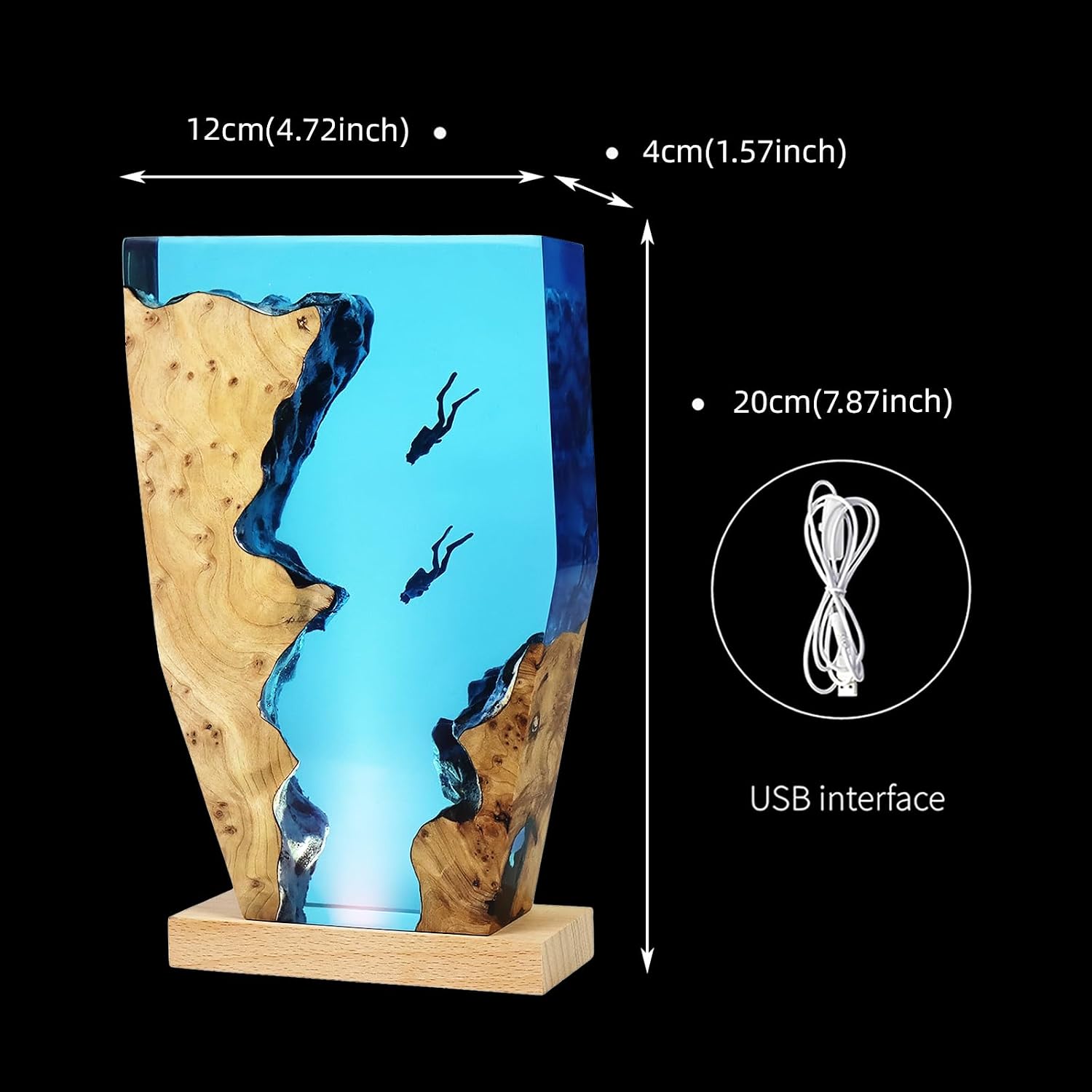 Epoxy Resin Lamp, Ocean Night Light, Artistry Home Decor Bedside Nightlight, Unique Resin Lighting, Nightstand Decorations for Bedroom…