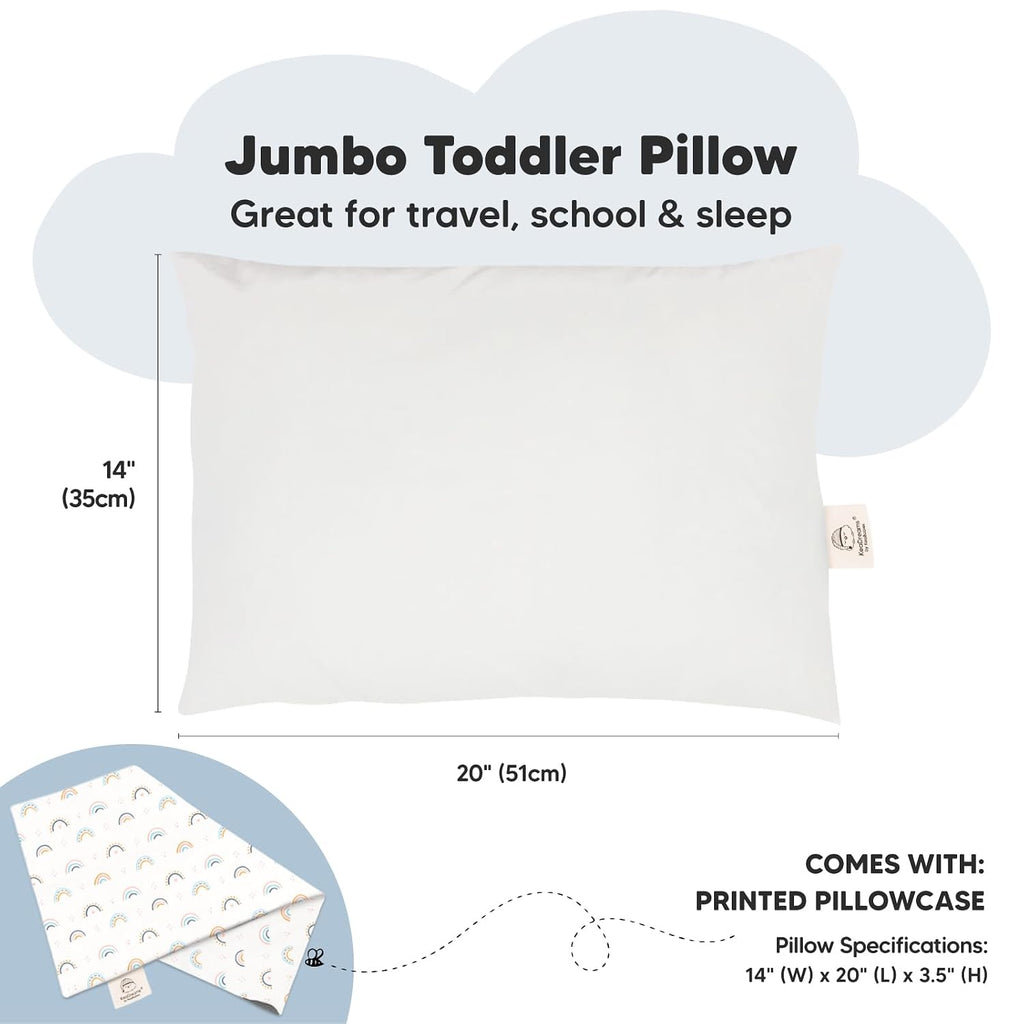 KeaBabies Toddler Pillow with Pillowcase, Jumbo 14X20 - Soft Organic Cotton Toddler Pillows for Sleeping - Machine Washable - Perfect for…