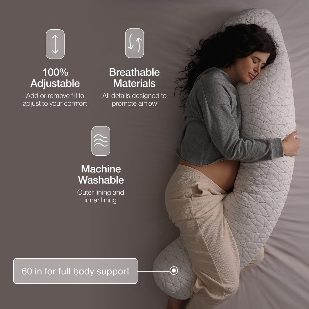 Coop Home Goods Original Adjustable Maternity Pillow, with Memory Foam and Washable Cover, Body Pillow for Pregnancy, Side Sleeper and…