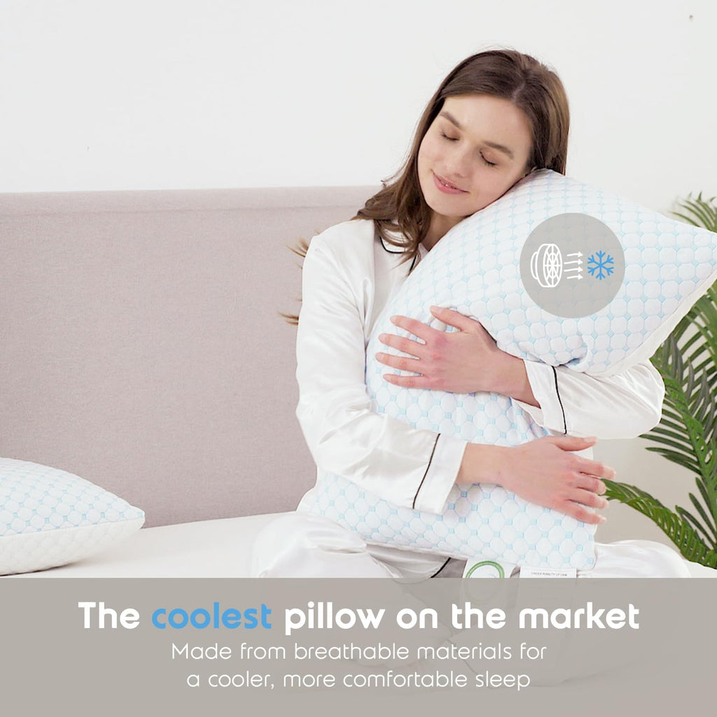Nestl Cooling Body Pillow for Sleeping 1 Pack, Luxury Shredded Memory Foam Body Pillows, Adjustable Cold Gel Pillows for Hot Sleepers…