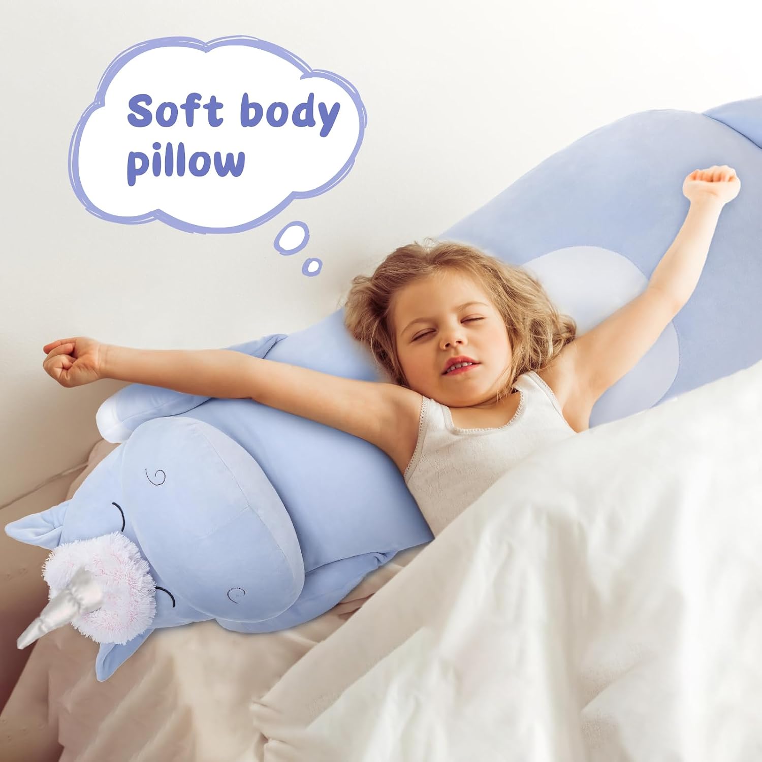 MorisMos Giant Unicorn Stuffed Animal 4 Feet, 51 in Long Plush Unicorn Body Pillow for Girl Boy, Cute Kid Pillow for Adult, Big Hugging…