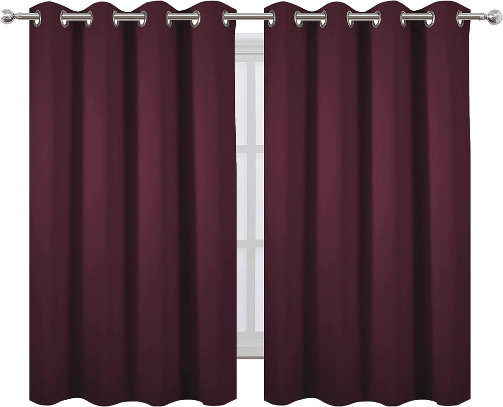 Lemomo Blackout Curtains 52 x 45 inch/Burgundy Red Curtains Set of 2 Panels/Thermal Insulated Room Darkening Bedroom Curtains 45 inch Red