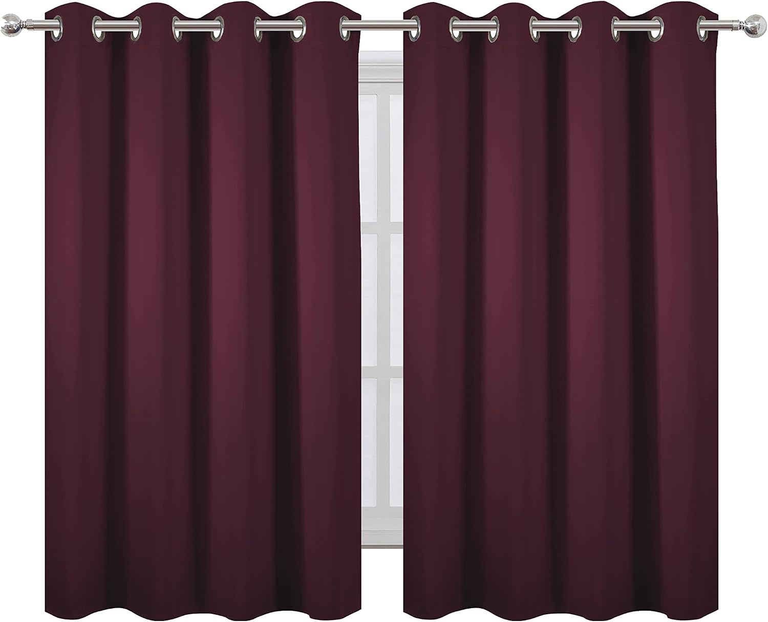 Lemomo Blackout Curtains 52 x 45 inch/Burgundy Red Curtains Set of 2 Panels/Thermal Insulated Room Darkening Bedroom Curtains 45 inch Red