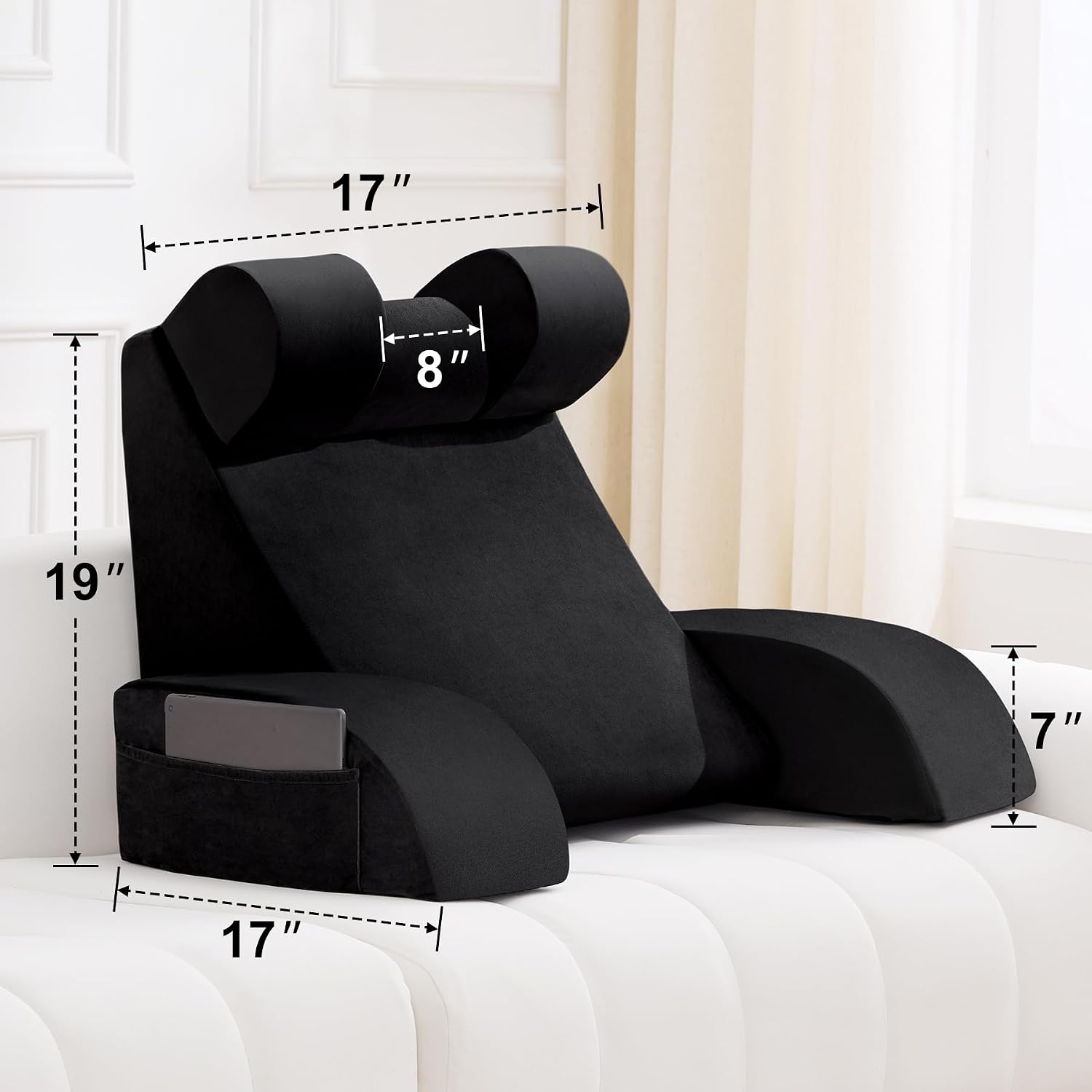Velorose Reading Pillow for Sitting in Bed Adult, Back Pillow for Bed Sitting up, Backrest Pillow with Arms, Back Support Pillows for Gamin…