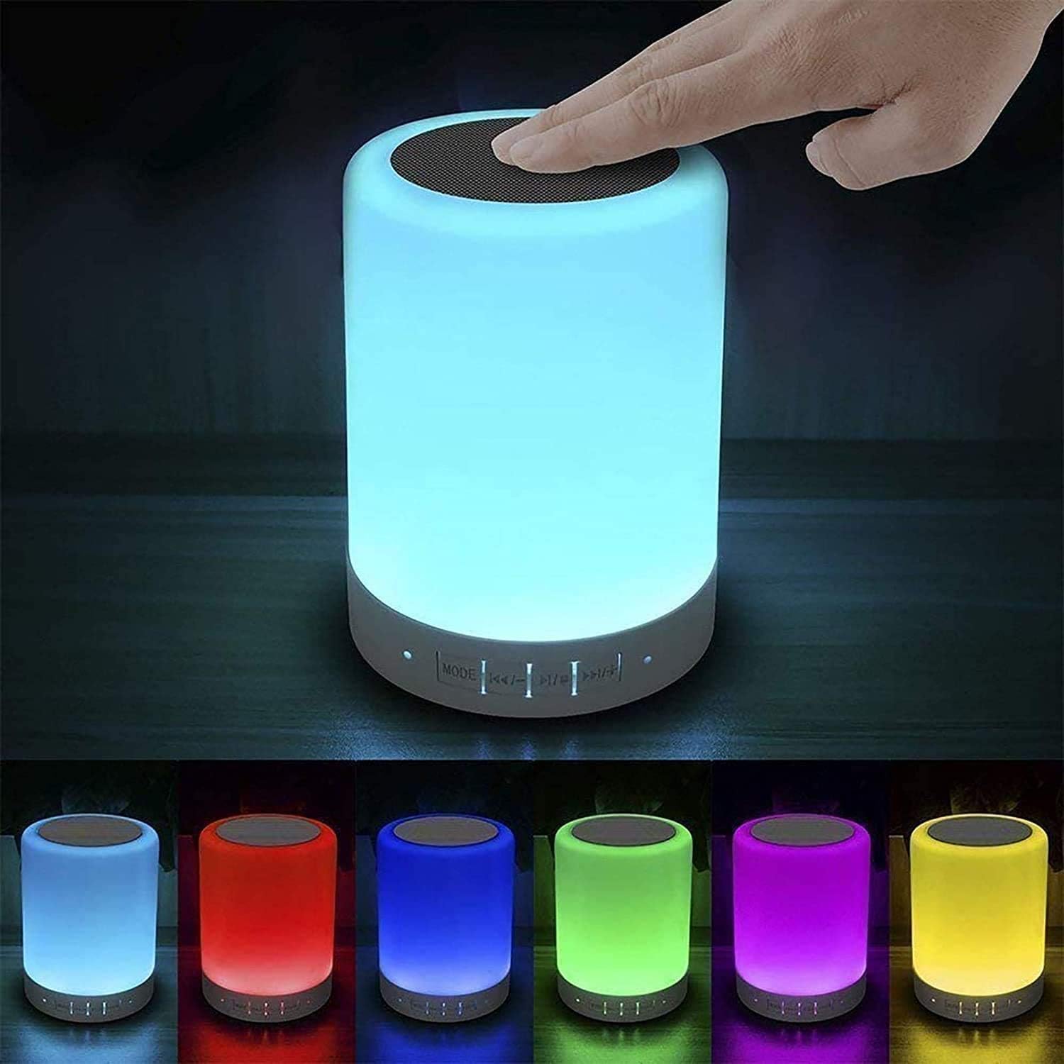 Elecstars Touch Bedside Lamp - with Bluetooth Speaker, Dimmable Color Night Light, Outdoor Table Lamp with Smart Touch Control, Best Gift…