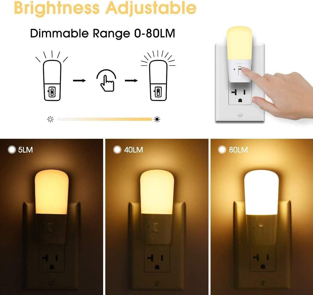 LOHAS Plug in Night Light, Dimmable LED Night Lights With Dusk to Dawn Sensor, Soft White 3000K Sleep Nightlight, Adjustable Brightness…
