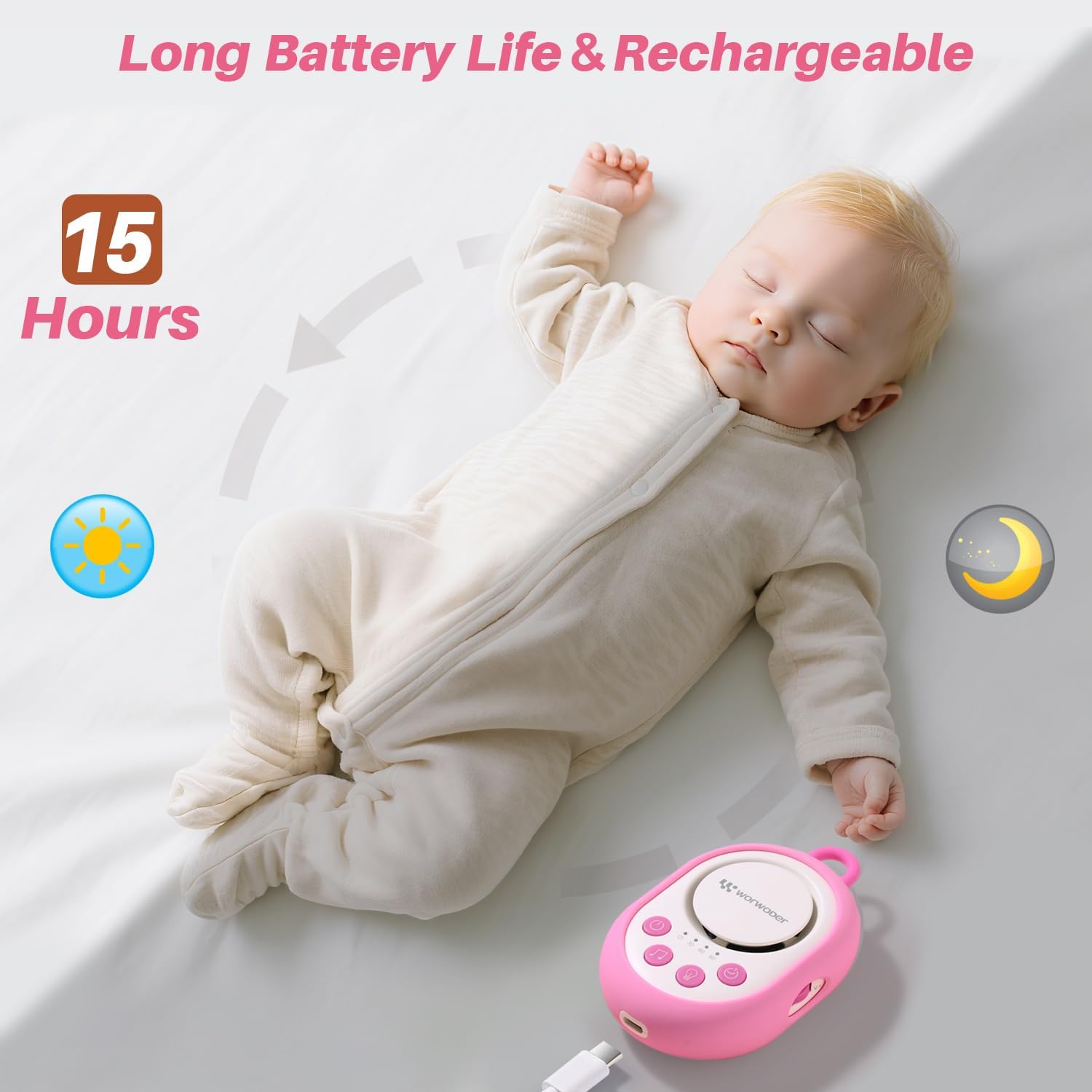 2026 Mom's Choice Awards | White Noise Sound Machine Baby with Night Light, 20 Soothing Sounds, 22 Hours Battery Life, Travel, Registry…