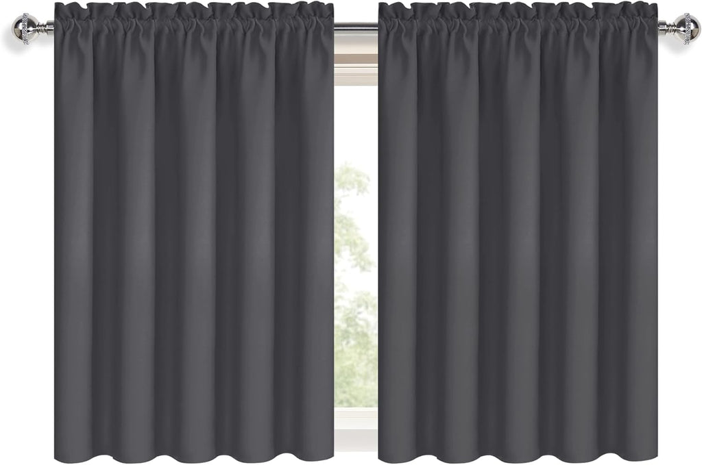 DWCN Short Blackout Curtains 36 inches Length 2 Panels Set, Half Window Rod Pocket Privacy Curtain Tiers for Kitchen, Room Darkening…