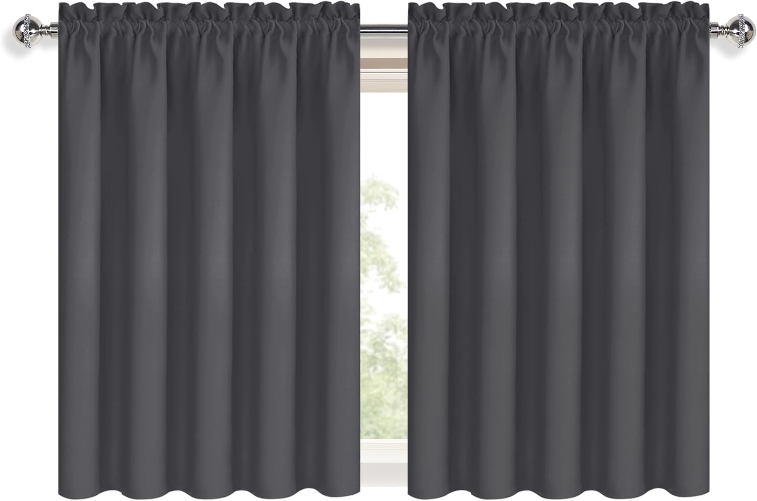 DWCN Short Blackout Curtains 36 inches Length 2 Panels Set, Half Window Rod Pocket Privacy Curtain Tiers for Kitchen, Room Darkening…