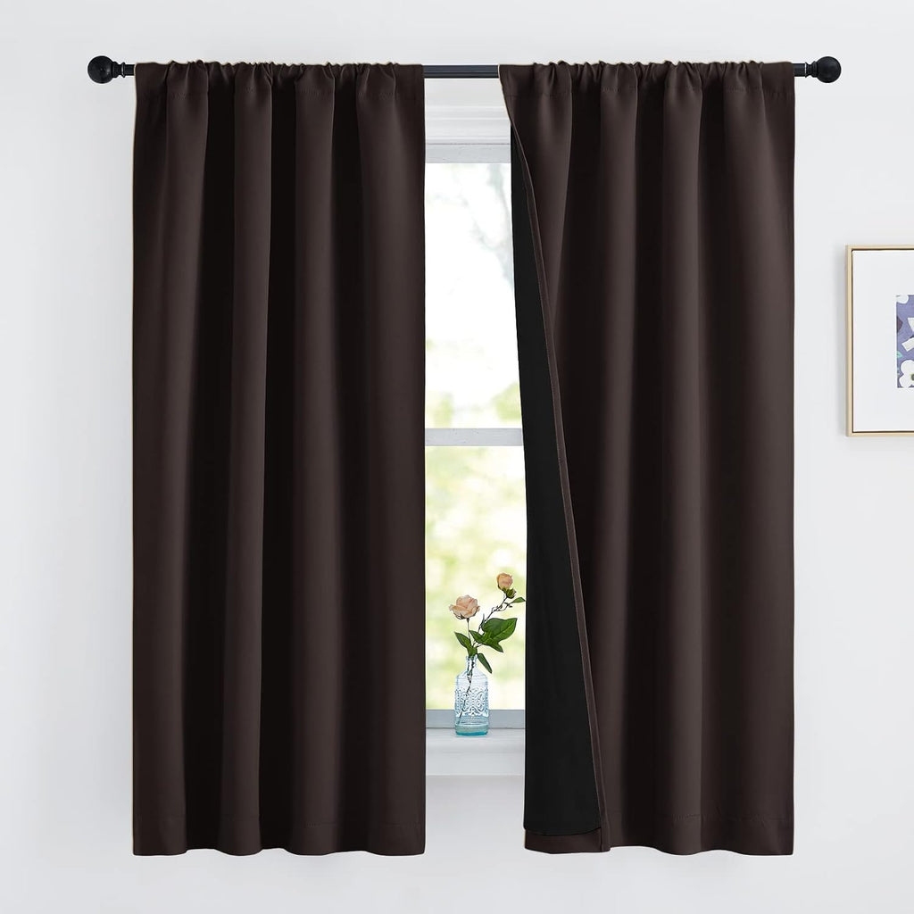 Nicetown Complete 100% Blackout Curtains, Thermal Insulated & Energy Efficiency Window Draperies with Black Liner, Noise Reducing Drapes fo…