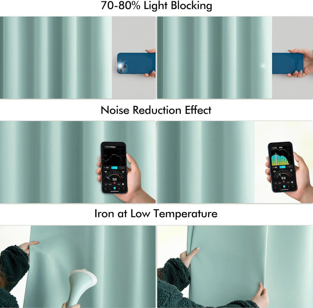Miulee Aqua Back Tab Blackout Curtains 90 Inches Long 2 Panels Set for Living Room Bedroom Privacy, Rod Pocket/Pinch Pleat Thermal Insulate…