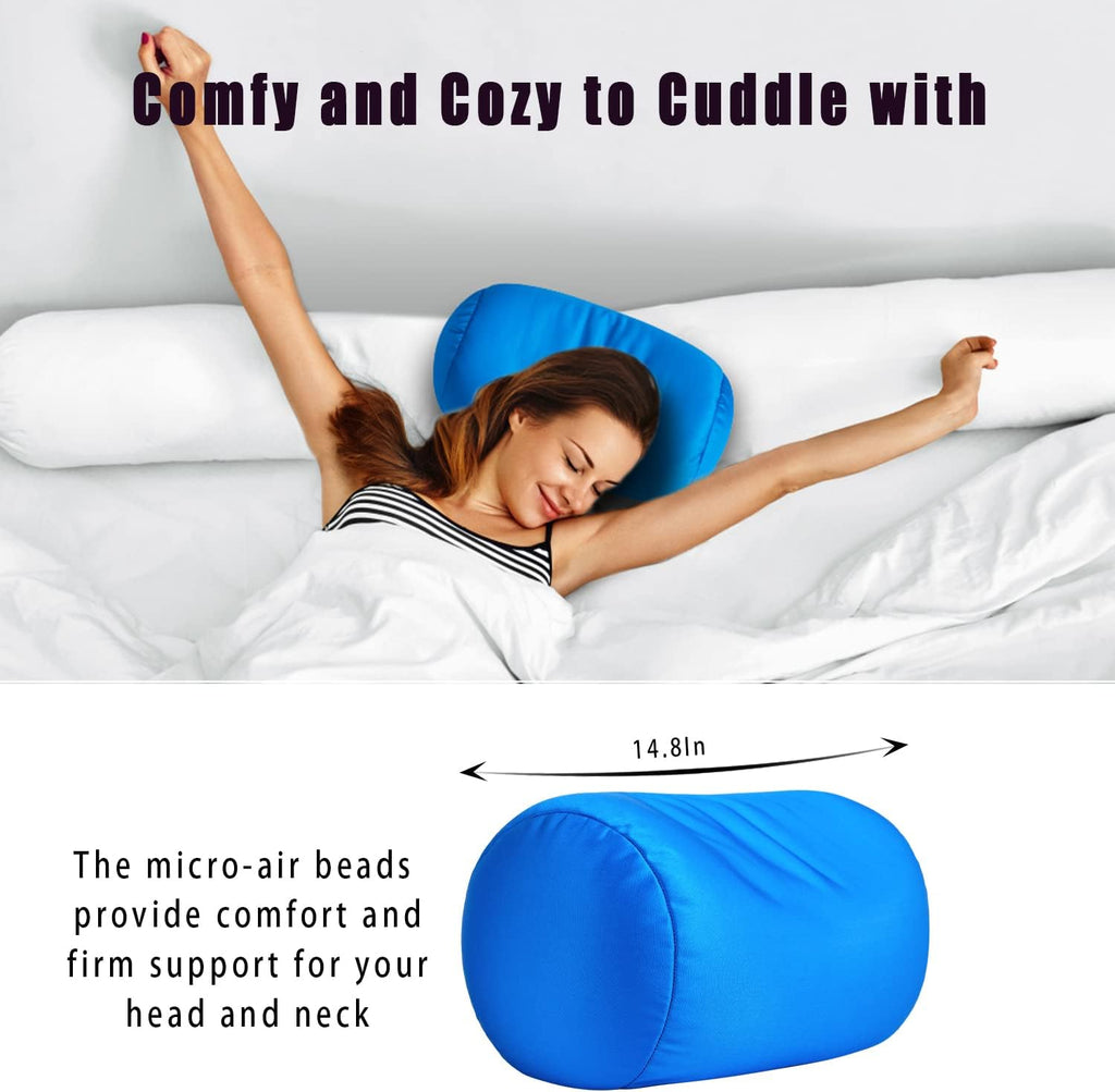 Squishy Microbead Neck Pillow, 7Inch x 12Inch Soft Travel Body Bed Pillow Bean Pillow for Kids Adult Chair Sleeping Car Seat, Fun…